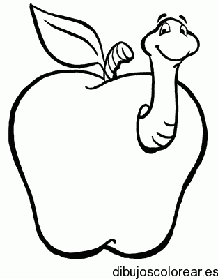 Dibujo de una manzana con un gusano