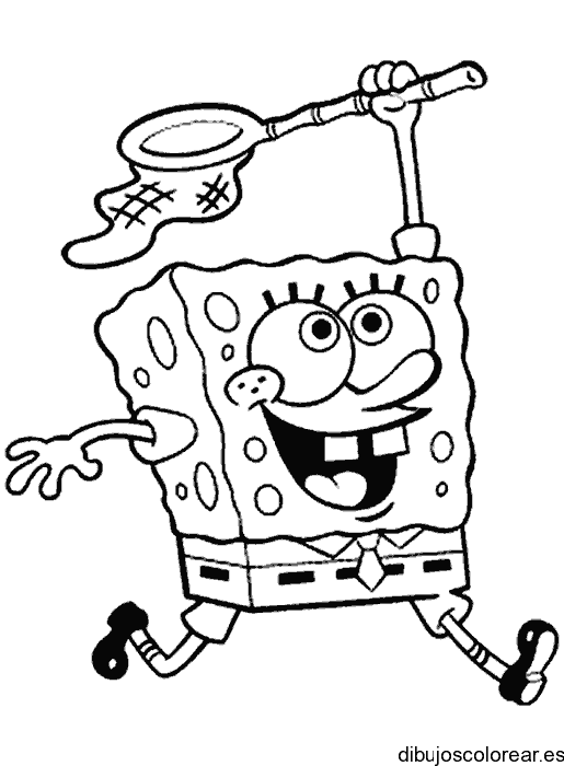 Dibujo de Bob Esponja cazando mariposas