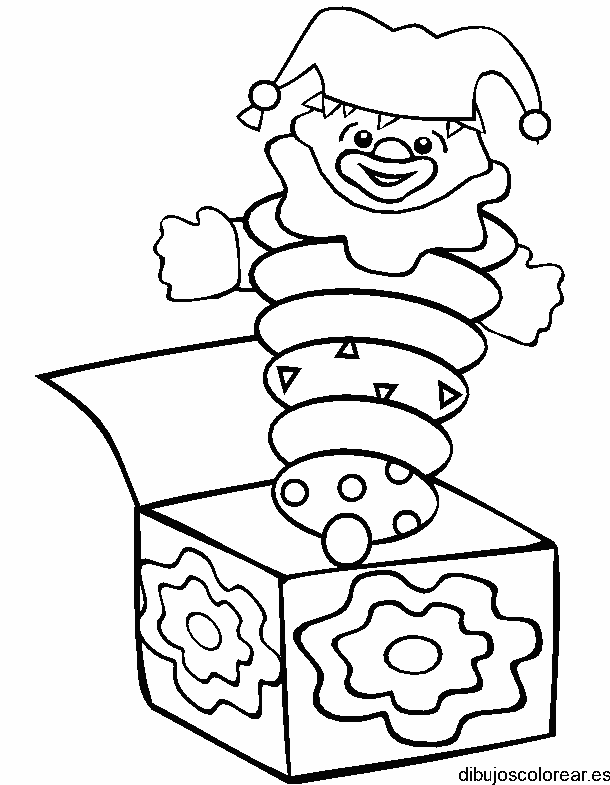 Dibujo de un payaso en una caja de sorpresa