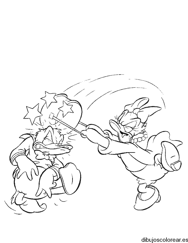 Dibujo de Daisy peleando con Donald