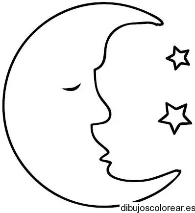 Dibujo de una luna durmiendo y una estrella