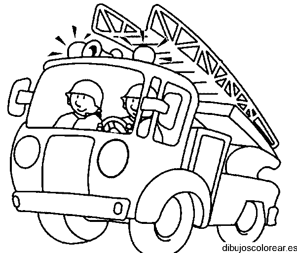 Dibujo de bomberos y motobomba