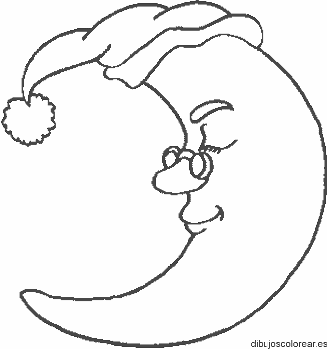 Dibujo de la luna con su gorro de dormir