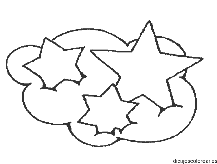 Dibujo de una nube con tres estrellas