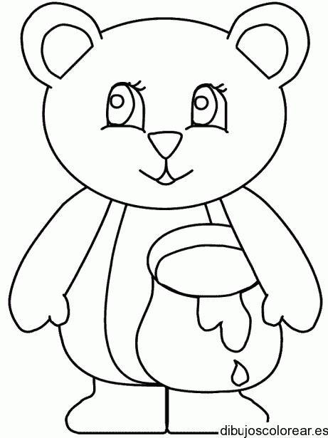 Dibujo de un osito con tarro de miel