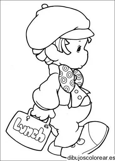Dibujo de un niño con su almuerzo