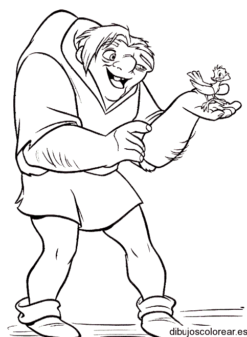 Dibujo de Quasimodo y una vela