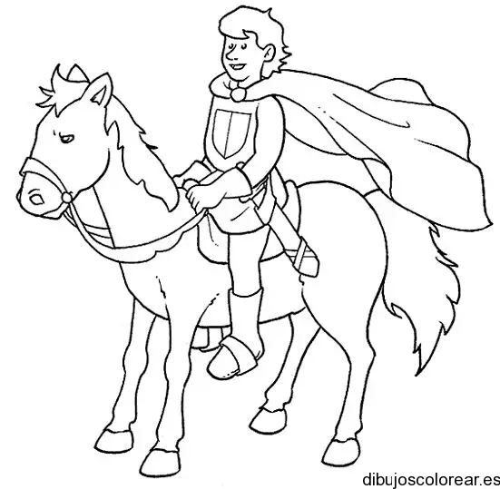 Dibujo de un principe en su caballo