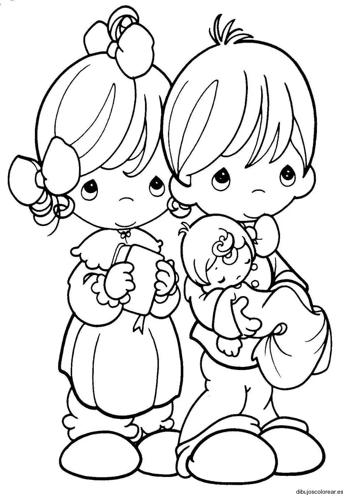 Dibujo de una pareja y un bebé