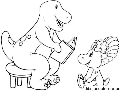 Dibujo de Barney leyendo un cuento