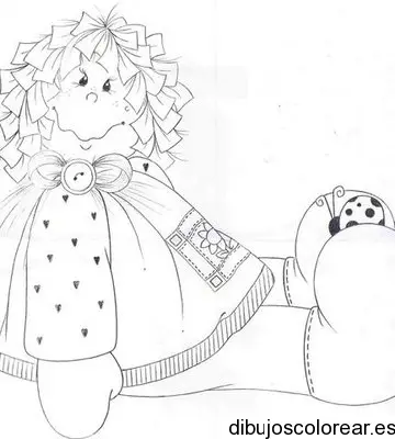 Dibujo de una muñeca de trapo enfadada