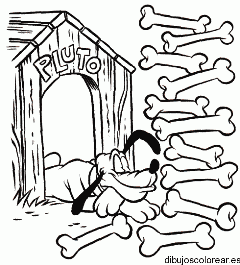 Dibujo de Pluto soñando huesos