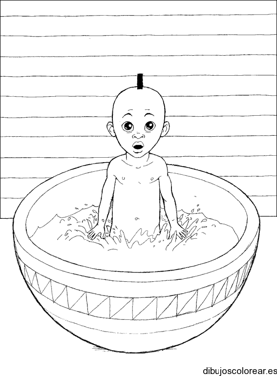 Dibujo de un niño en una tina