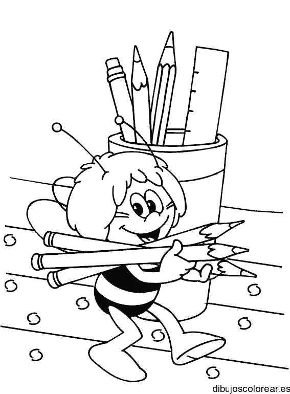 Dibujo de una abeja con lápices