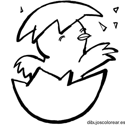 Dibujo de un pollito rompiendo el cascarón