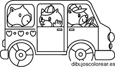 Dibujo de gatos en un autobús