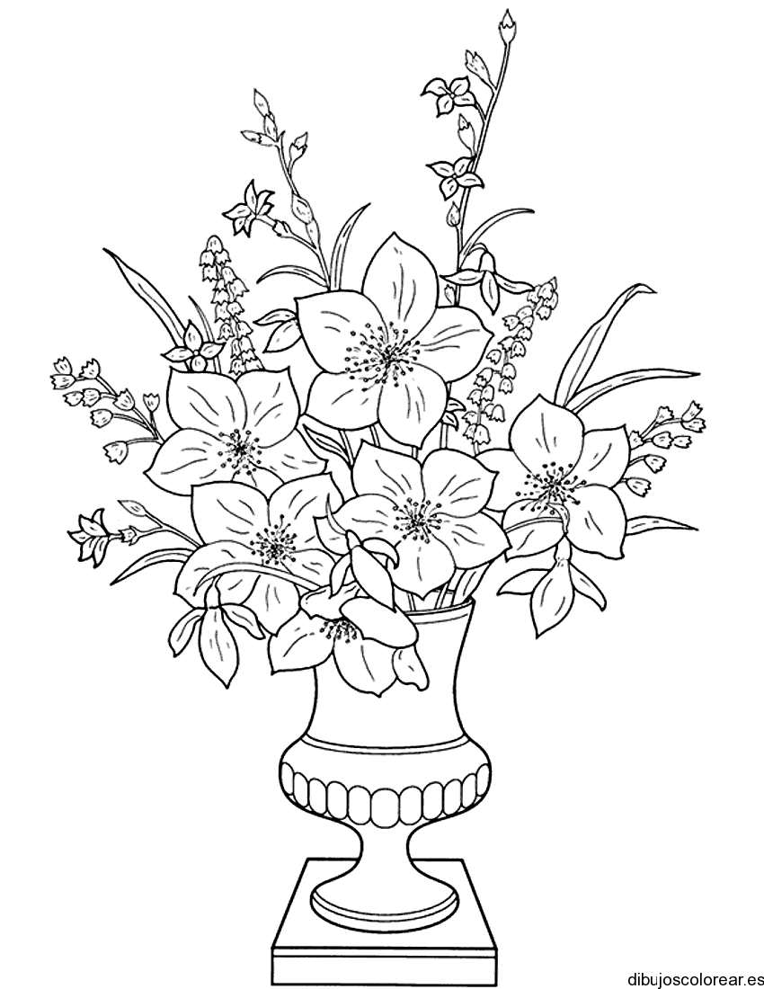 Dibujo de un elegante jarrón con flores