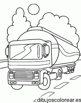 Dibujo de un camión de combustible en la carretera