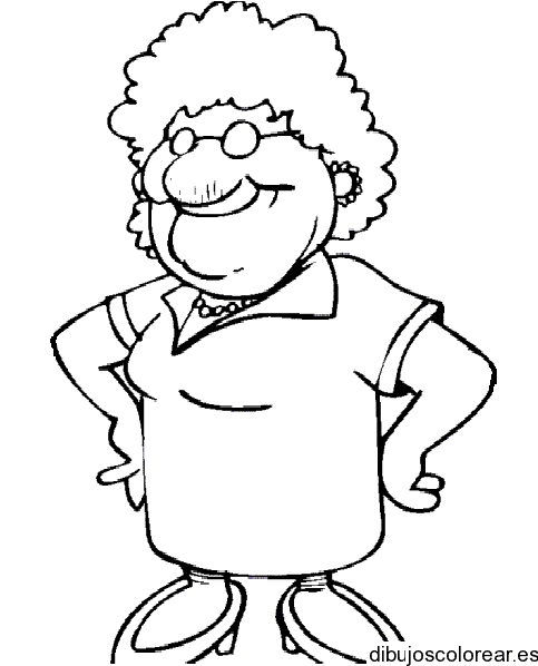 Dibujo de una sonriente abuela