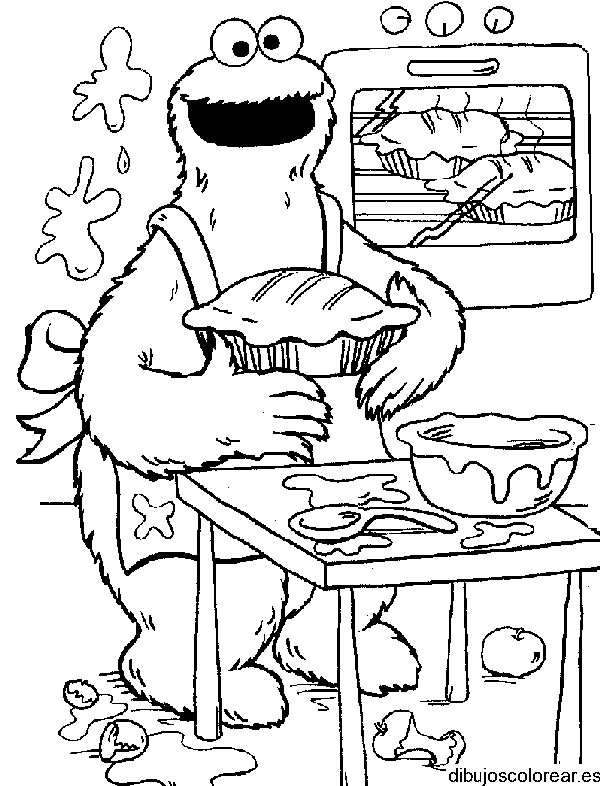 Dibujo de Comegalletas haciendo tartas