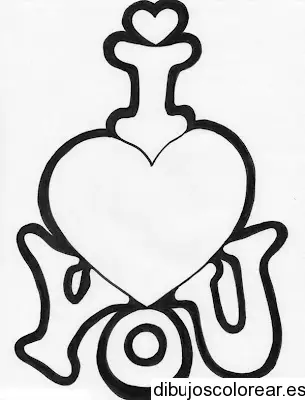 Dibujo de un corazón con I love you