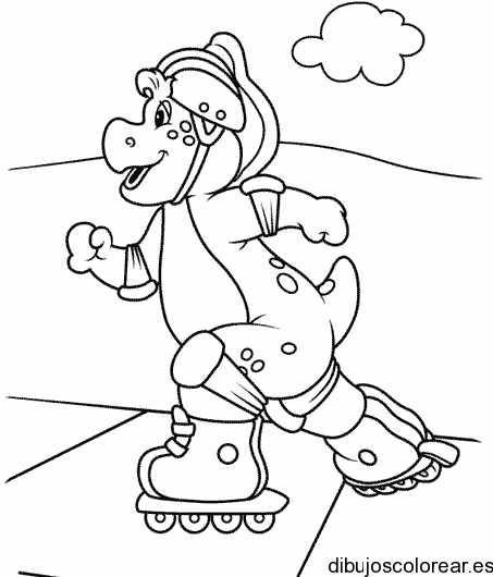 Dibujo de Barney patinando