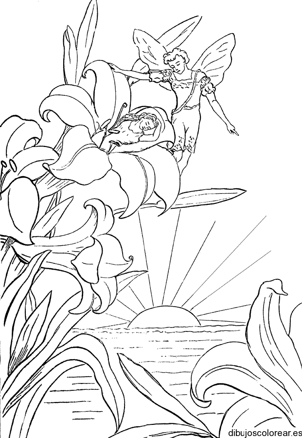 Dibujo de principes dentro de una flor