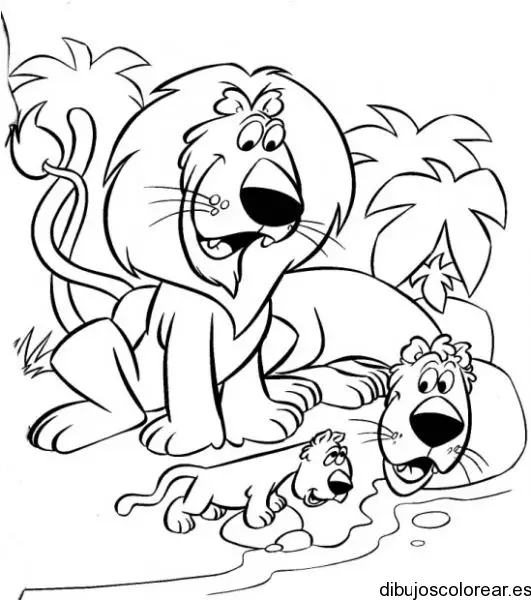 Dibujo de una familia de leones