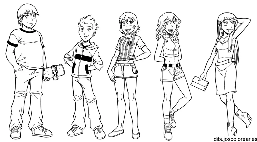 Dibujo de chicas y chicos adolescentes