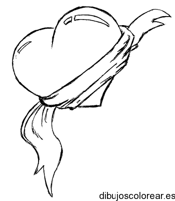 Dibujo de un corazón con un lazo alrededor