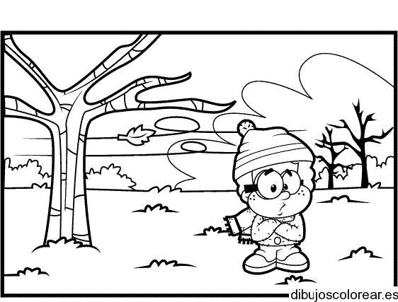 Dibujo de un niño con frío
