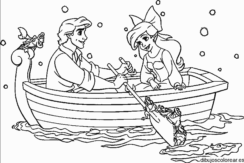 Dibujo de Ariel paseando en bote