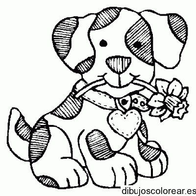Dibujo de un perro con un clavel