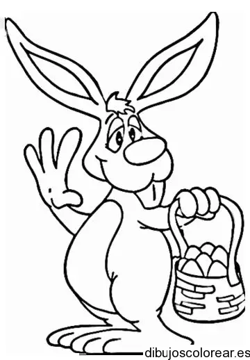 Dibujo de un conejo con su cesta