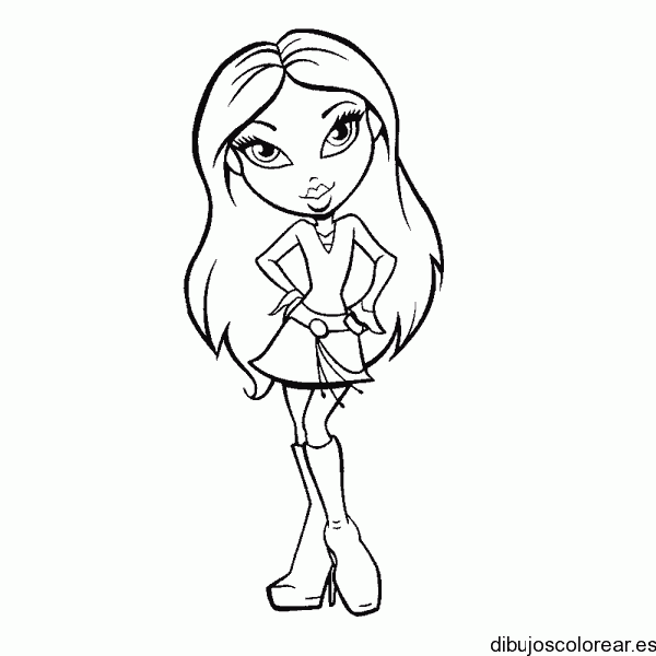 Dibujo de una Bratz con vestido corto