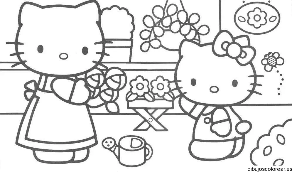 Dibujo de Hello Kitty en la floristería