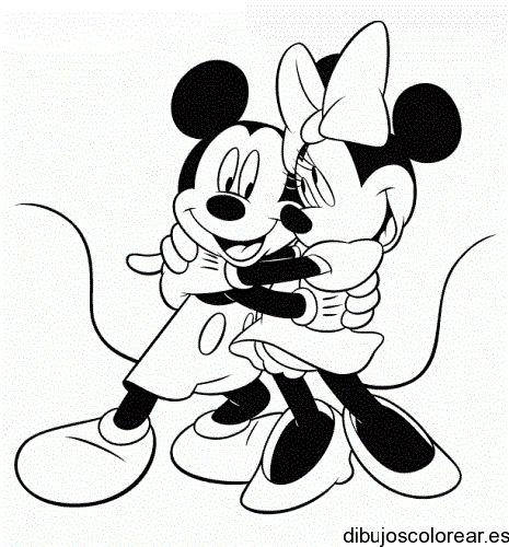 Dibujo de Mickey y Minnie abrazados