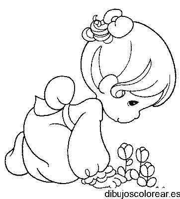 Dibujo de una niña sobre el pasto