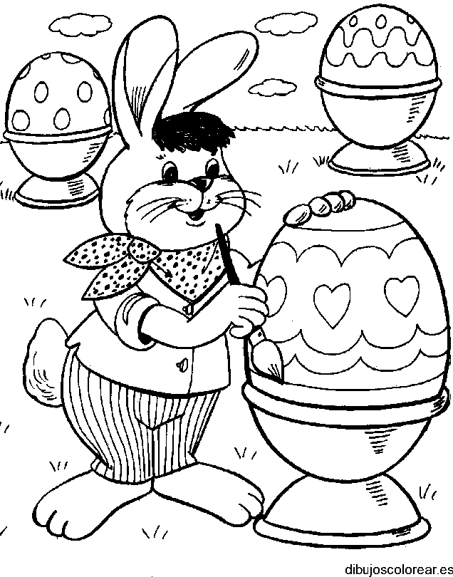 Dibujo de huevos de pascua y un conejo