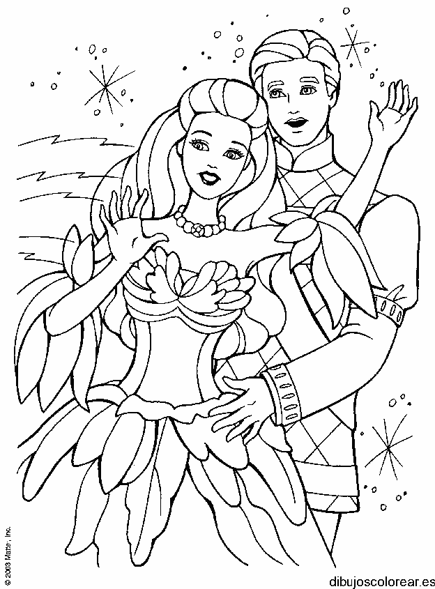 Dibujo de Ken y Barbie cantando