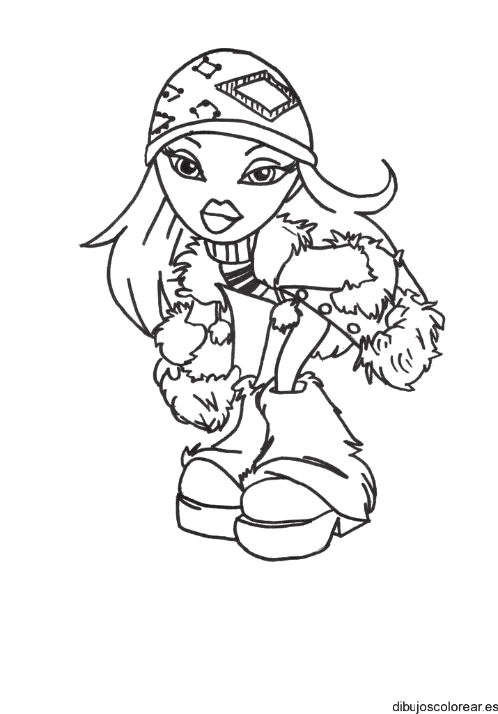 Dibujo de una Bratz con un pañuelo en la cabeza
