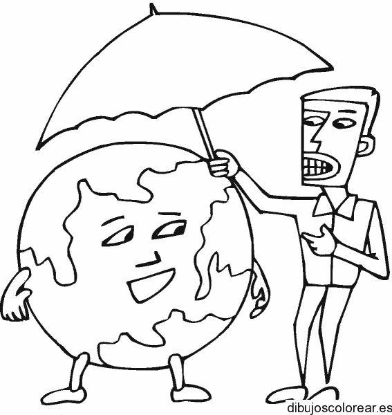 Dibujo de un hombre y el mundo
