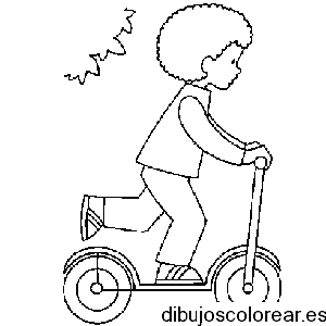 Dibujo de niño paseando en monopatín