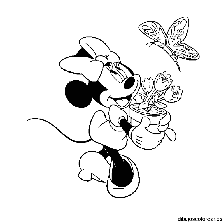 Dibujo de Minnie con una mariposa
