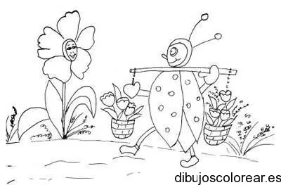 Dibujo de una abeja y una margarita