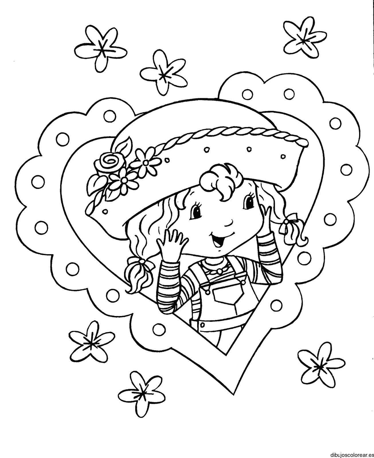 Dibujo de Fresita dentro de un corazón