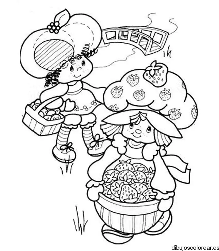 Dibujo de Fresita recogiendo fresas