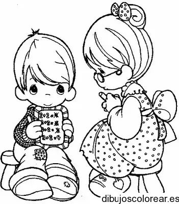 Dibujo de un niño leyendo con su abuela