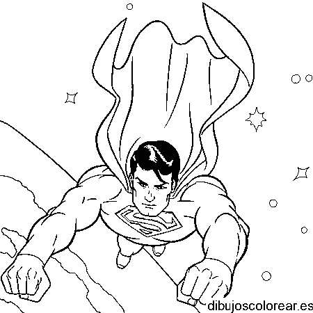 Dibujo de Supermán volando y estrellas