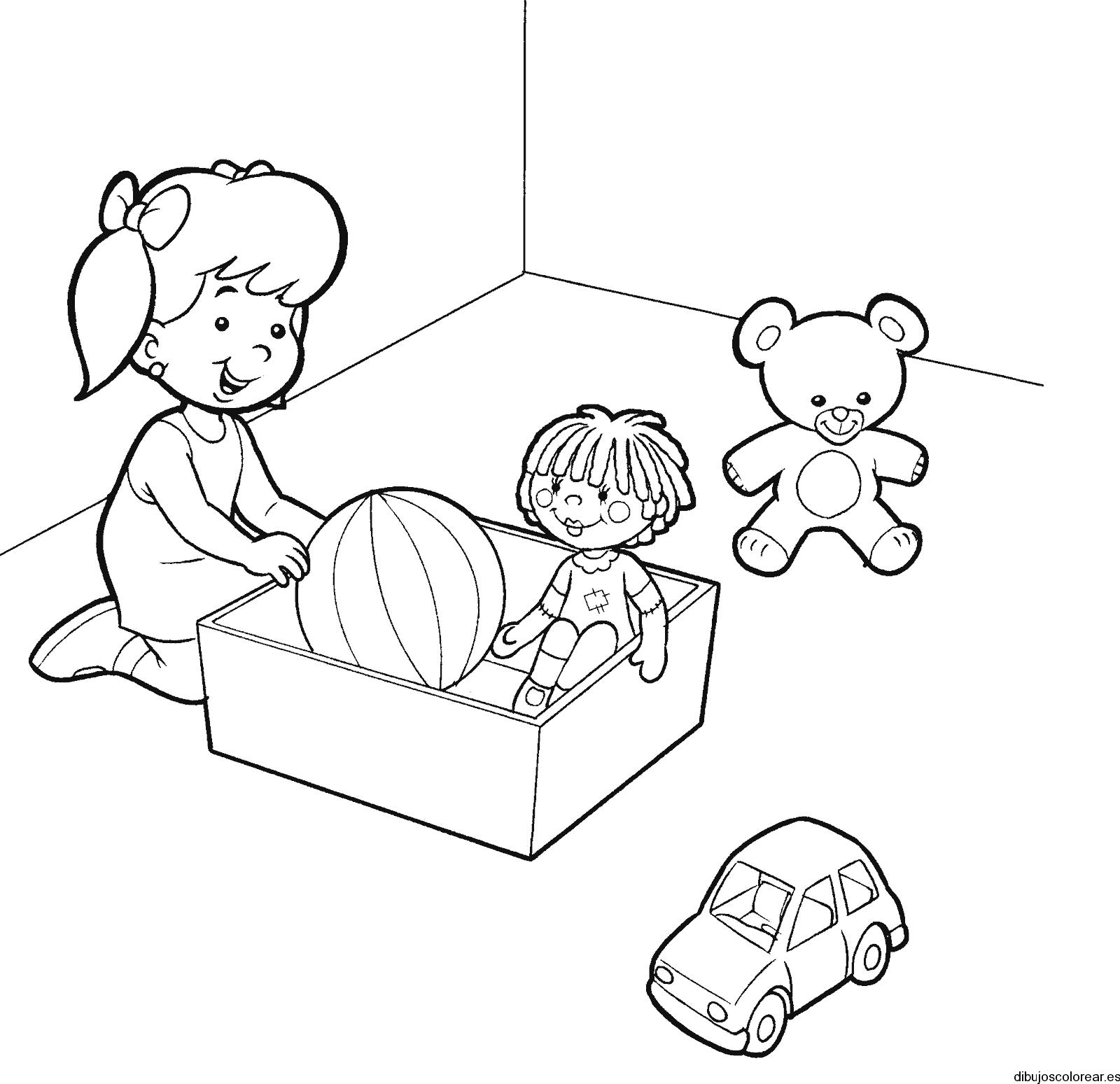 Dibujo de una niña en su hora de juegos